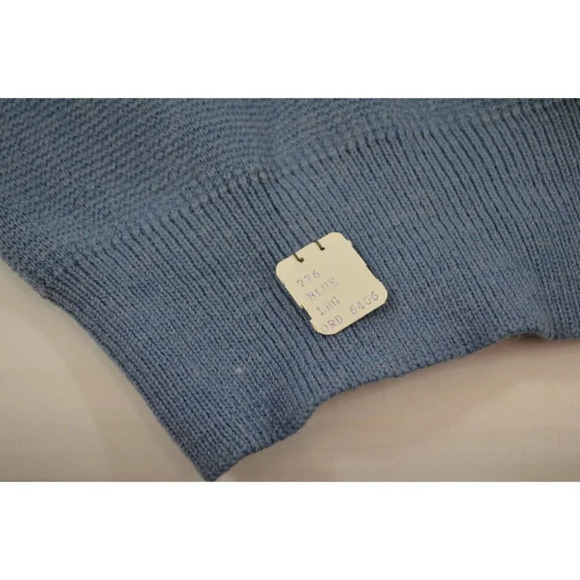 Warren  Knit Mens Large V-Neck Sweater 1980s NWT Cluett Canada Wool Blend Blue - Picture 9 of 11
